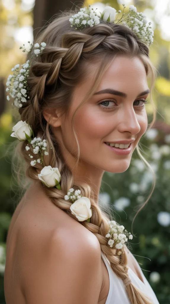 French Braids with Floral Accessories