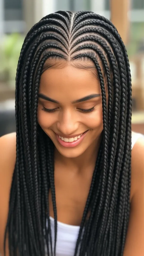 Heart-Shaped Design in Straight Back Braids