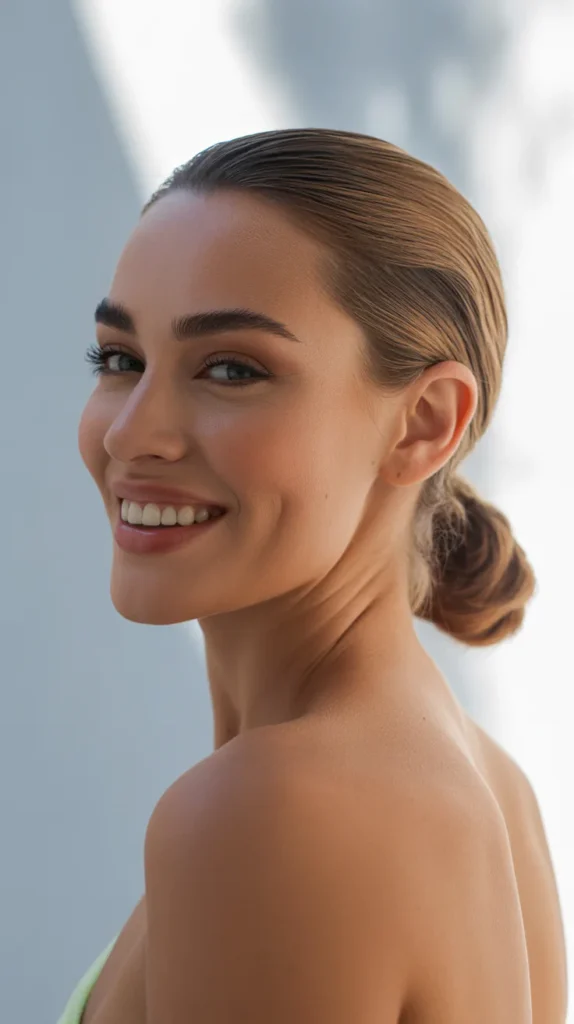 Trendy Slicked-Back Low Ponytail for Summer