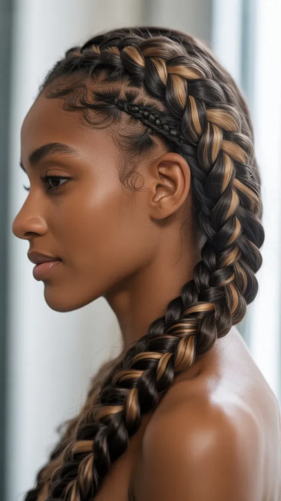  French Braid with Highlights for Black Women
