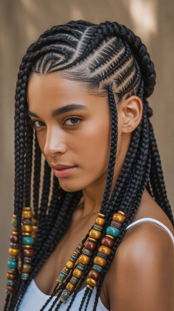 Stunning Scalp Braids for Black Women with Beads