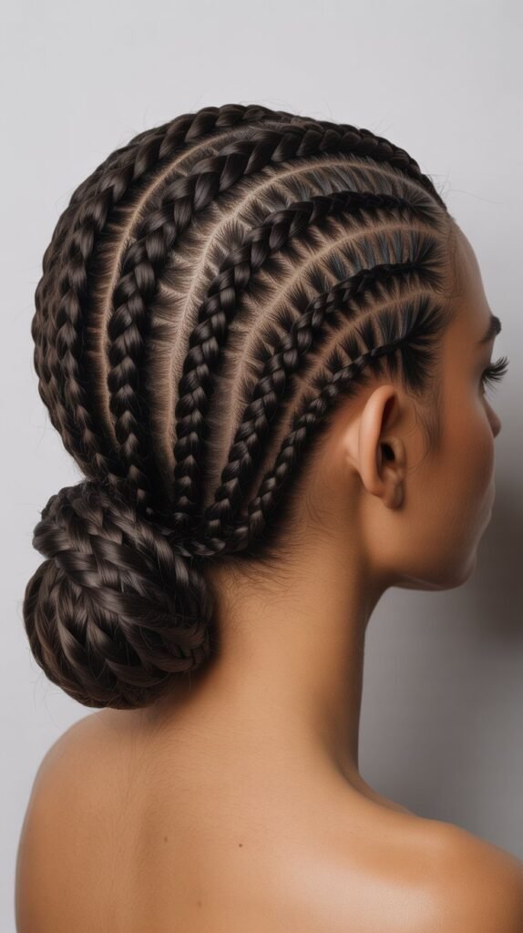  Sophisticated Feed-In Knotless Braids with a Tucked-In Bun for a Sleek Look!