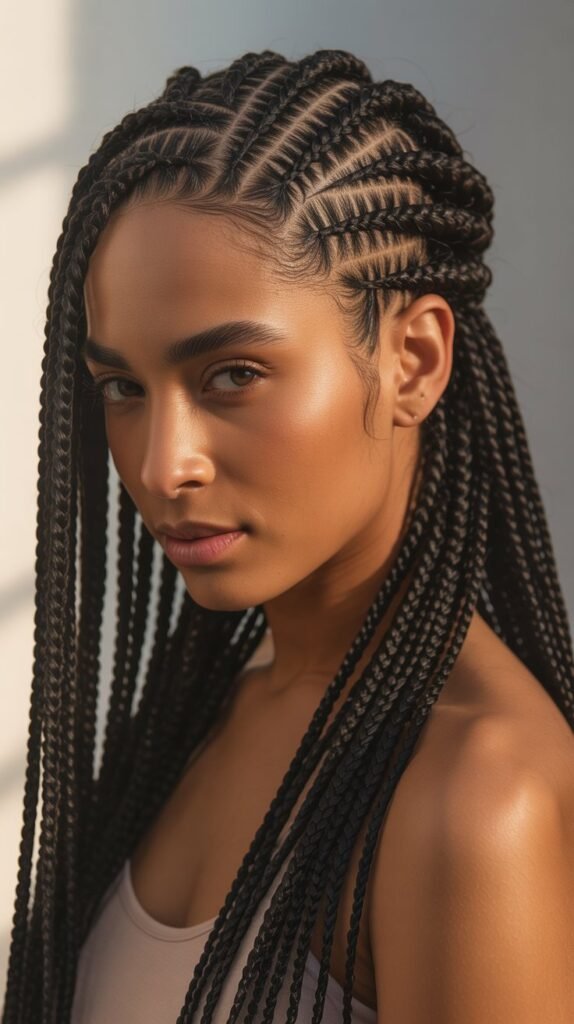 Scalp Braids for Black Women with Micro Braids