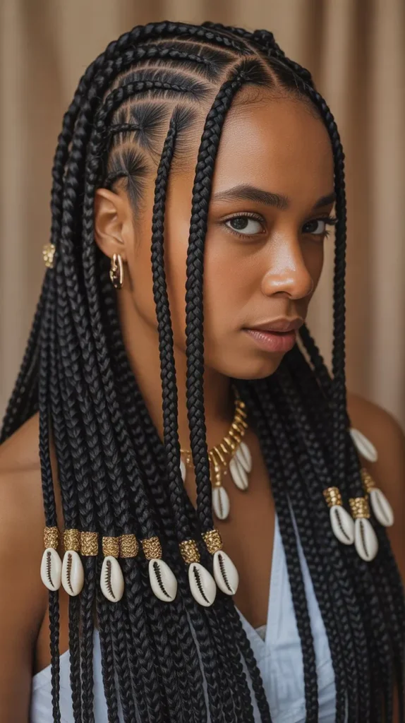 Intricate Fulani Knotless Braids with Layers