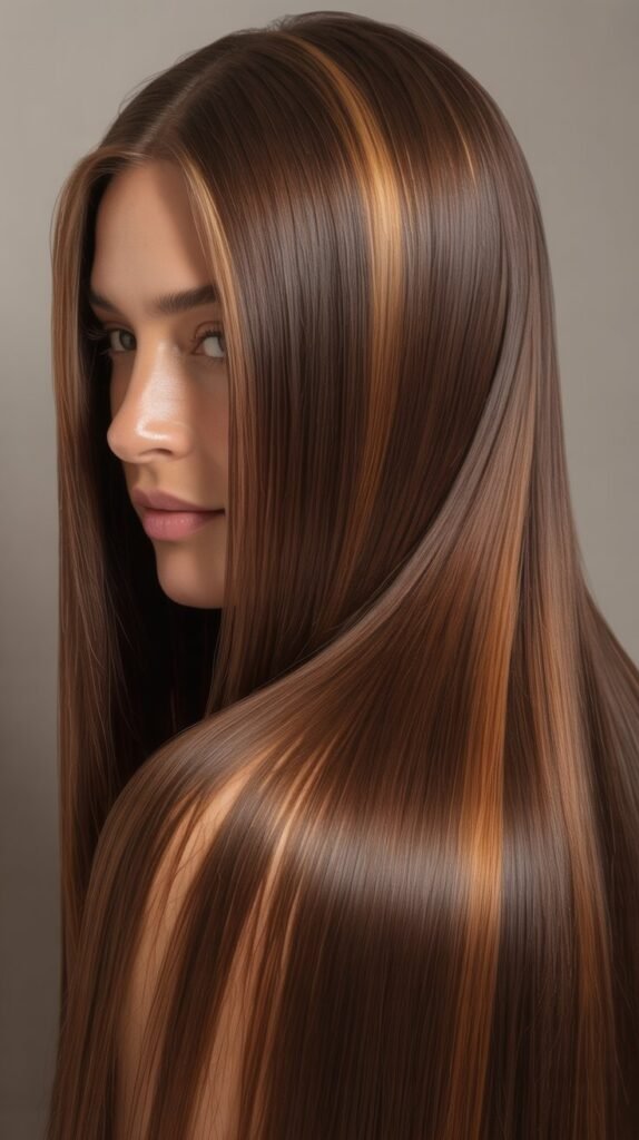 Sleek Straight Hair Color Ideas for Brown Hair