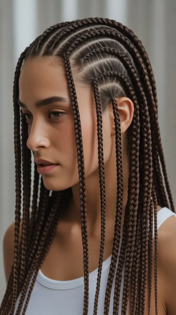 Minimalist Side Part Knotless Braids for a Sleek Look