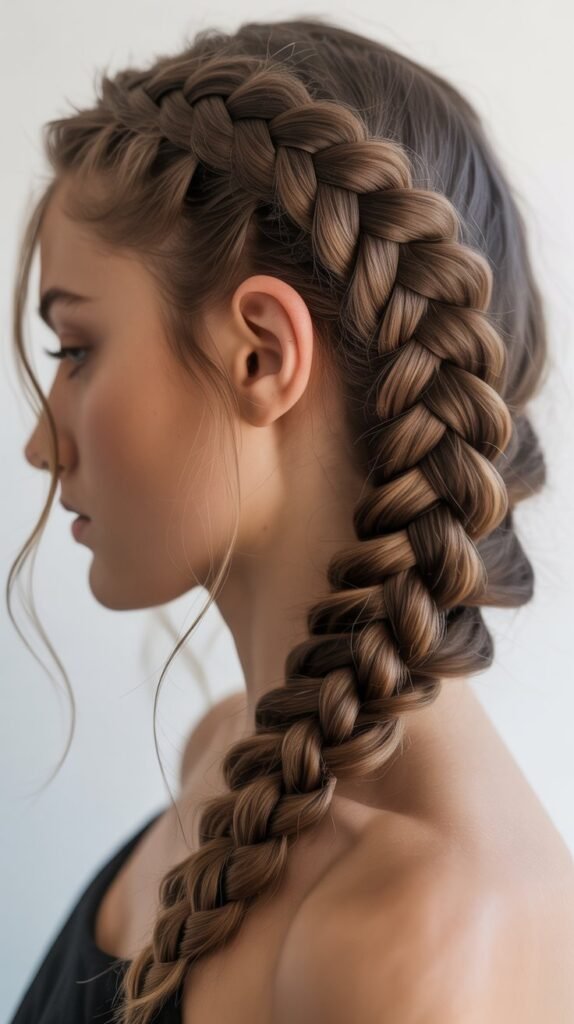 Side-Part Braids with Dutch Braids for Added Texture