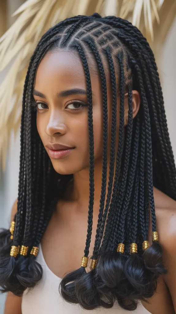 Effortless Fulani Knotless Braids with Loose Ends