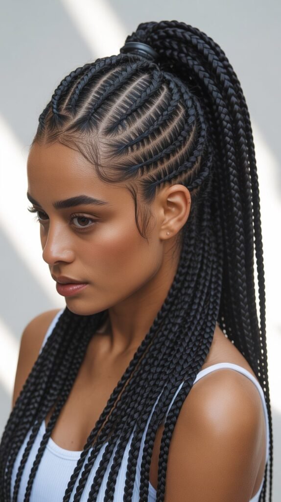 Stunning Feed-Ins with Knotless Box Braids That Will Turn Heads!