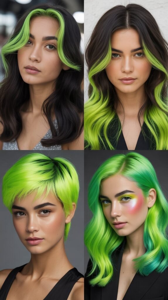 Neon Green Hair Color Ideas for Dark Hair
