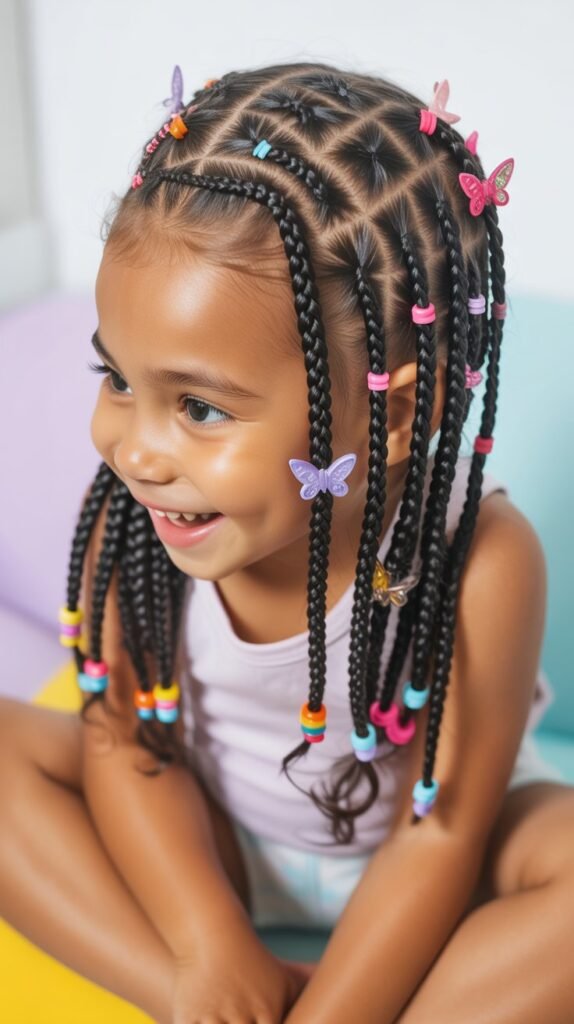 Kids' Playful Feed-In Knotless Braids