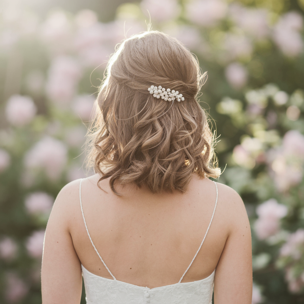 Half-up Half-down Wedding Hairstyles for Short Hair