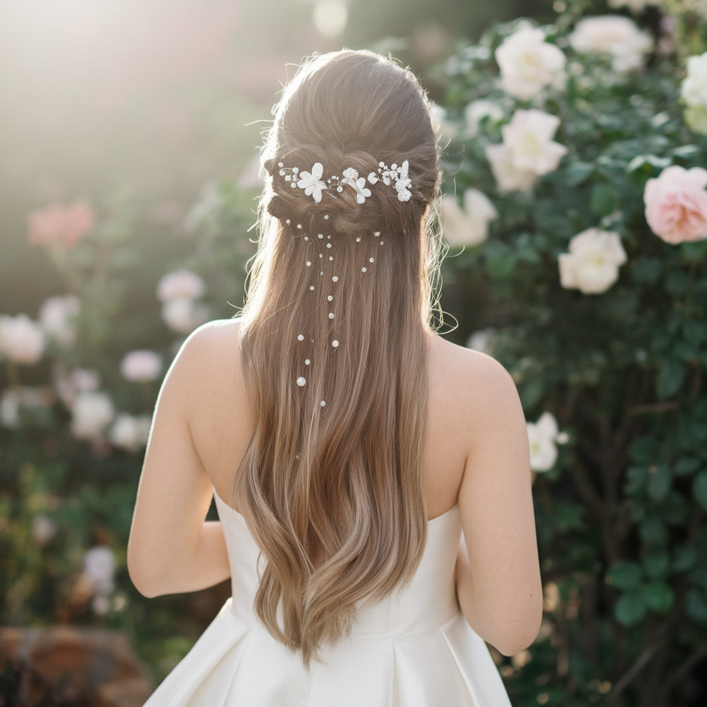 Half-up Half-down Wedding Hairstyles for Straight Hair