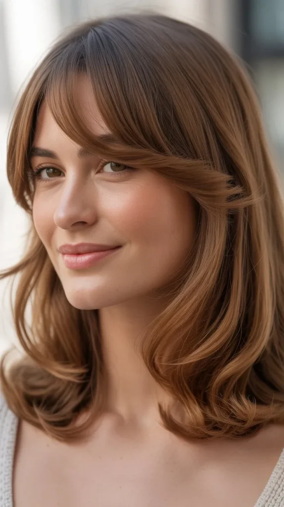 Side-Swept Bangs with Medium Length Hair