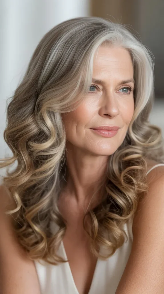 Long, Soft Curls with a Side Part