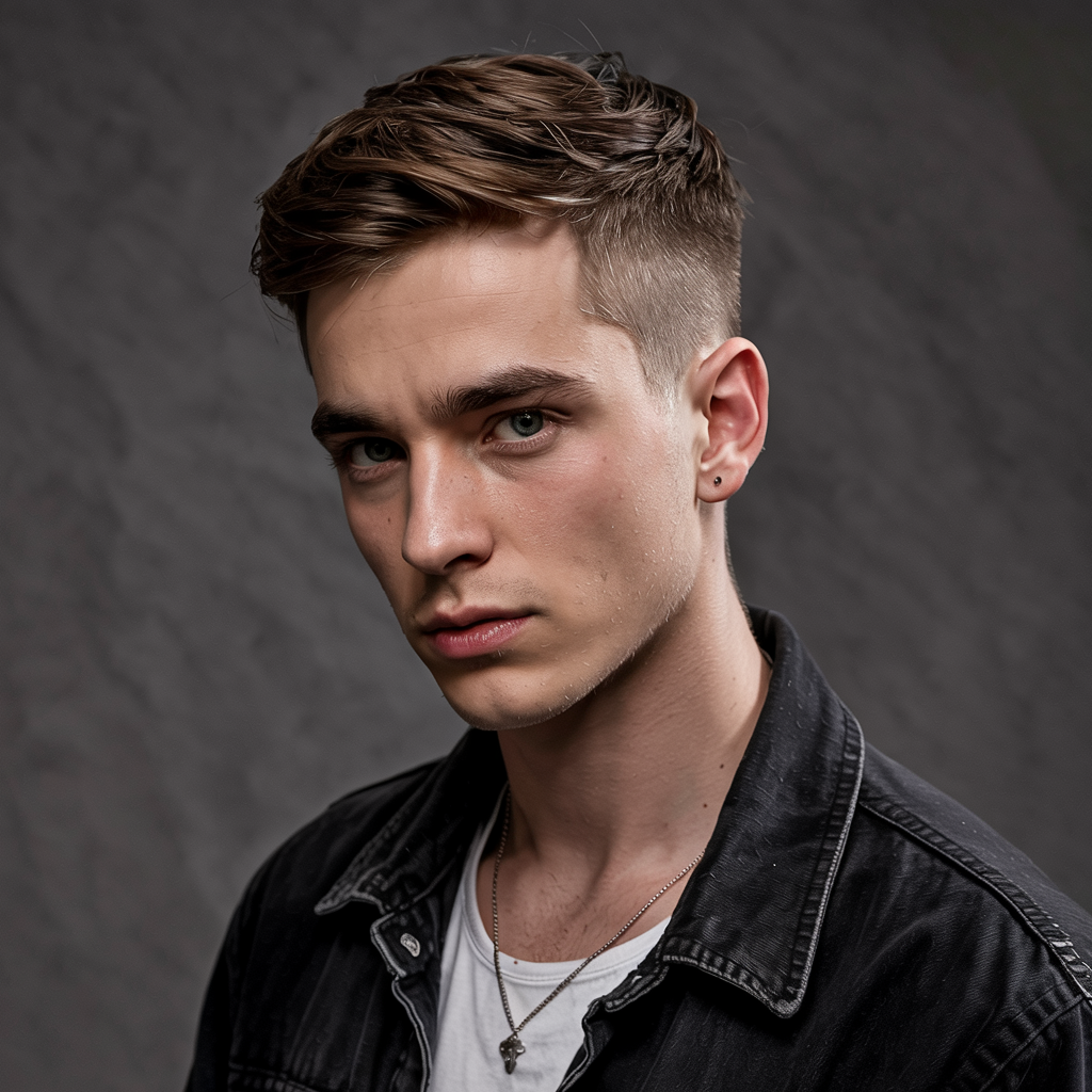 Side-Parted Mullet Fade