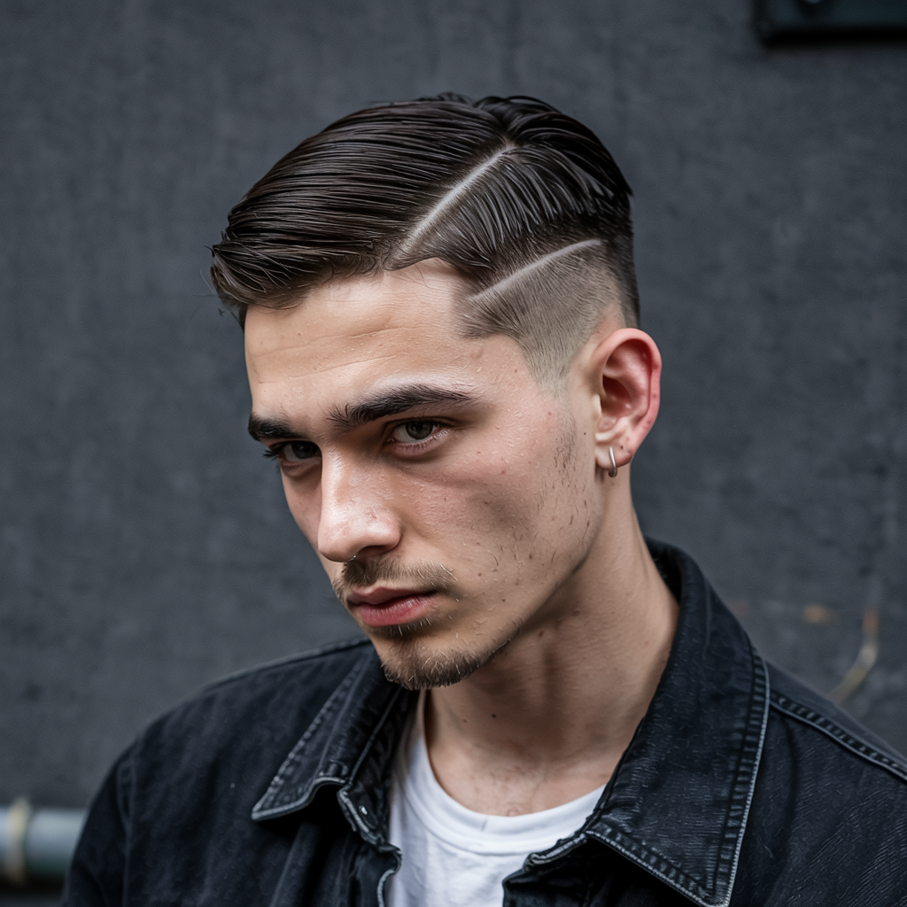 Slicked-Back Mullet Fade
