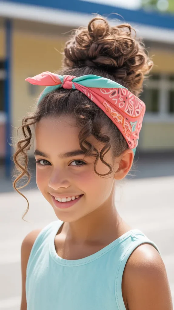 Curly Bun with Bandana