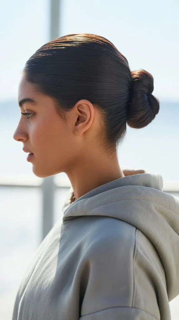 Sleek Low Bun with Middle Part