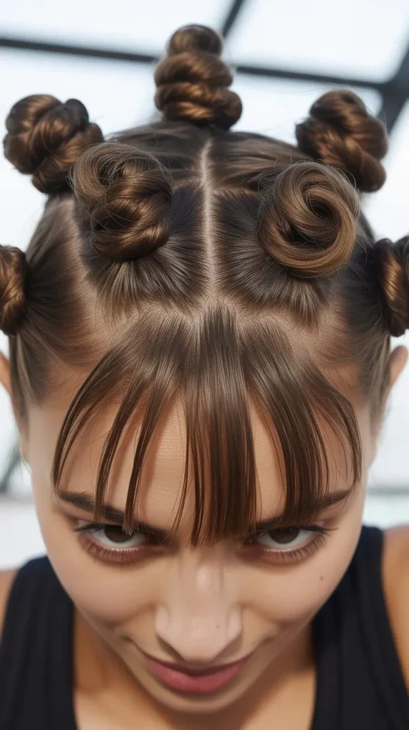 Bantu Knots with Sectioned Bangs