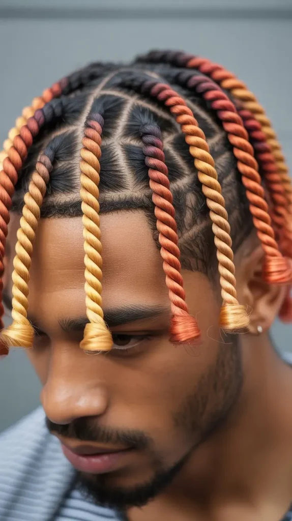 Short Two-Strand Twist Braids with Color Highlights