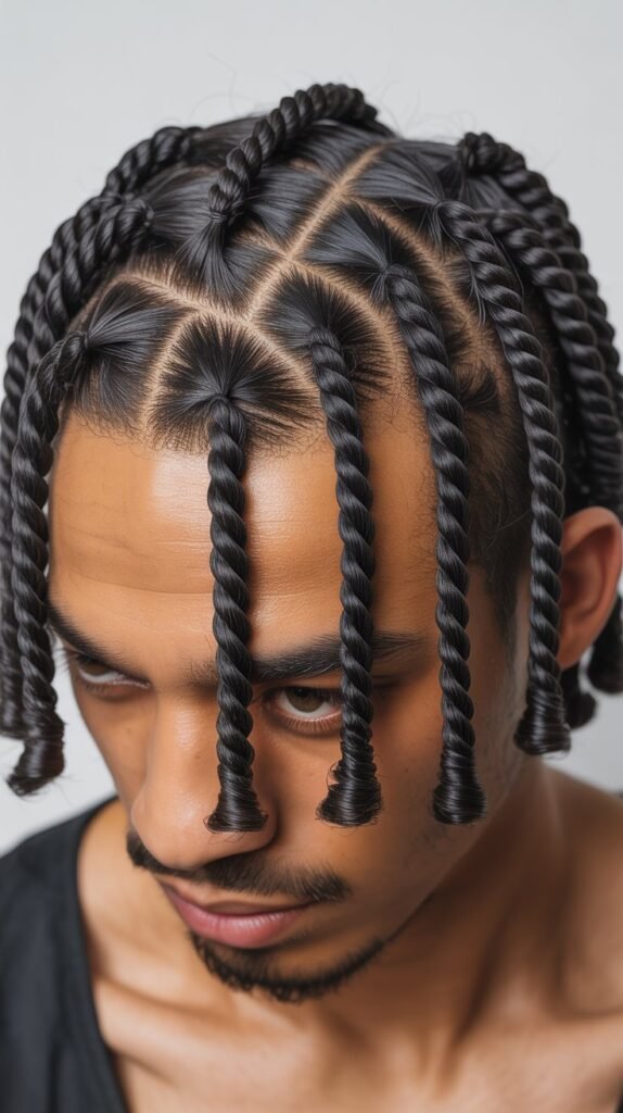  Short Twist Braids with Side Part