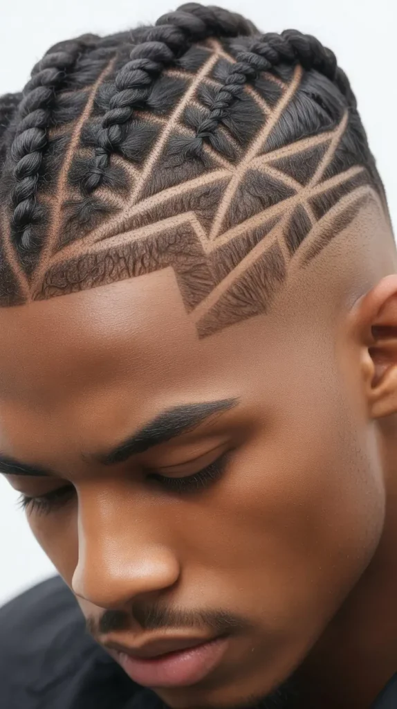  Short Twist Braids with Patterned Fade