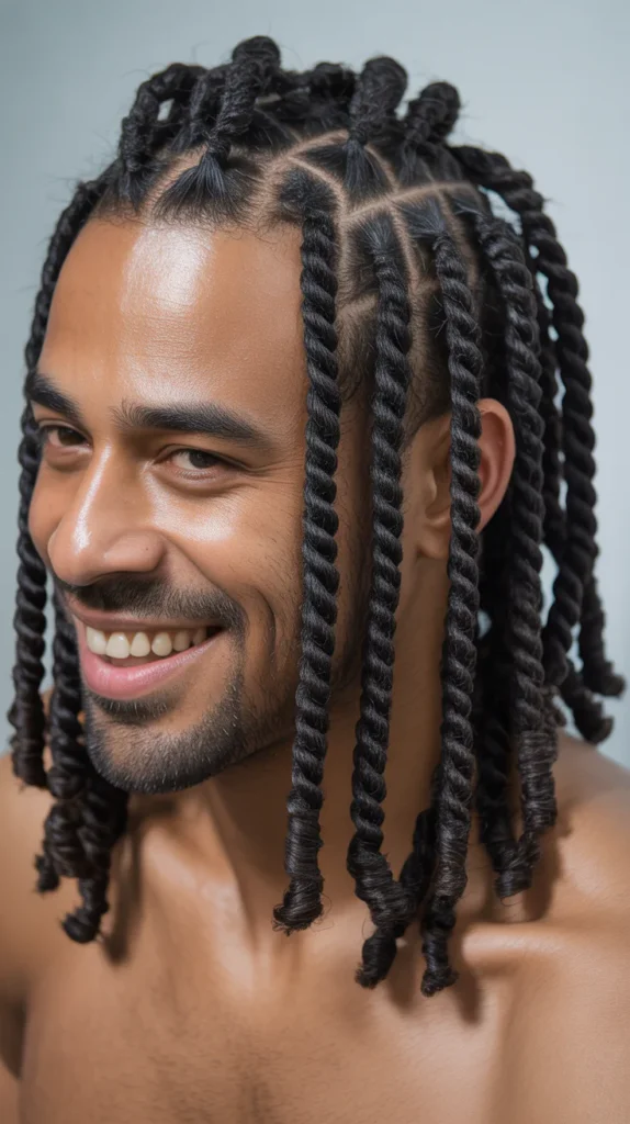 Side Part Short Twist Locs