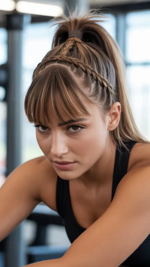 Braided Bangs with High Ponytail
