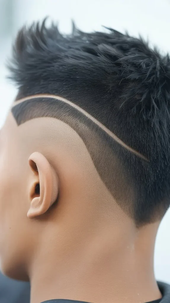 Mohawk Fade with Side Part