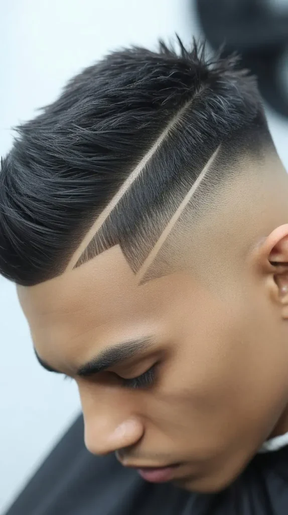 Mohawk Fade with Hard Part