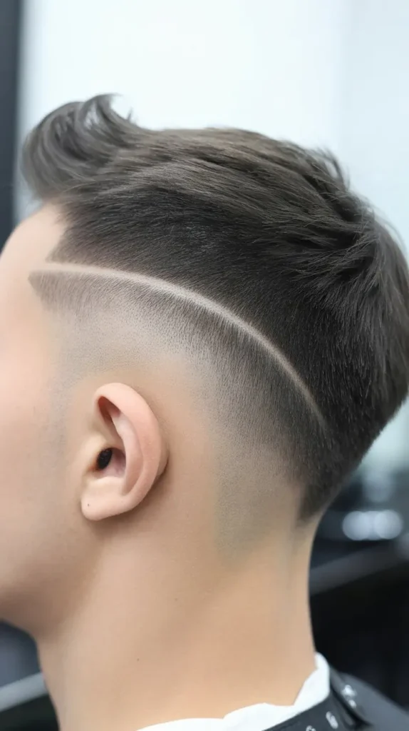 Mohawk Fade with Side Swept Top