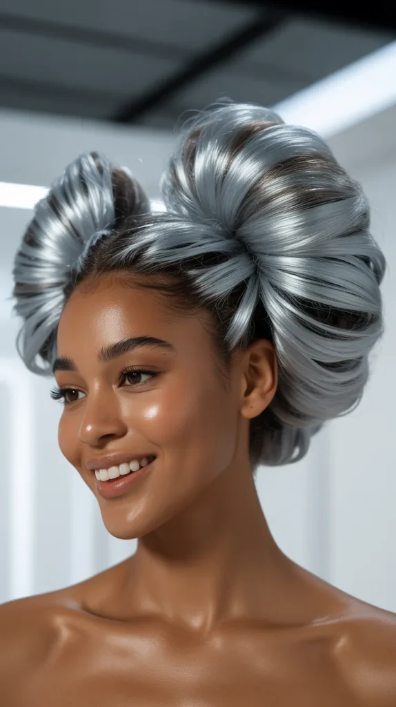 Chrome-Coated Afro Puffs