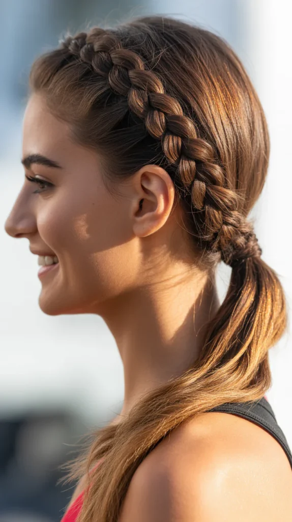 French Braided Crown with Ponytail