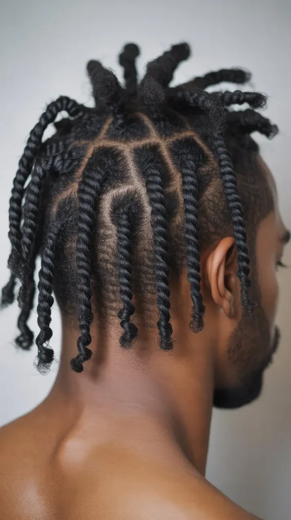 Short Two-Strand Twists with Afro Puff