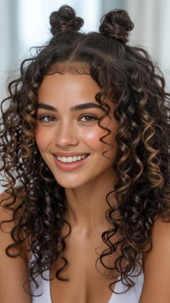 Mini Buns with Curls Out