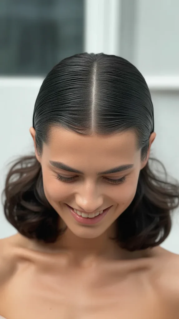 Slicked Middle Part with Volume Ends