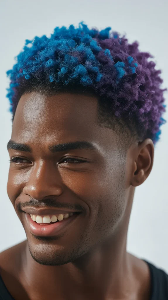 Short Afro with Colored Tips