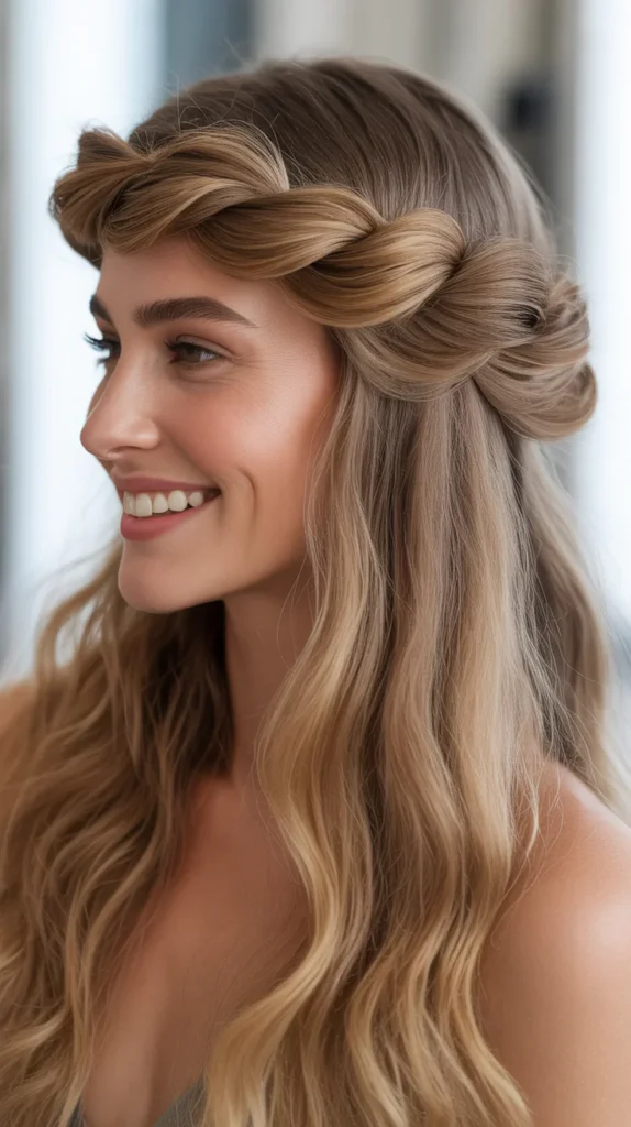 Crown Twist on Blown-Out Hair