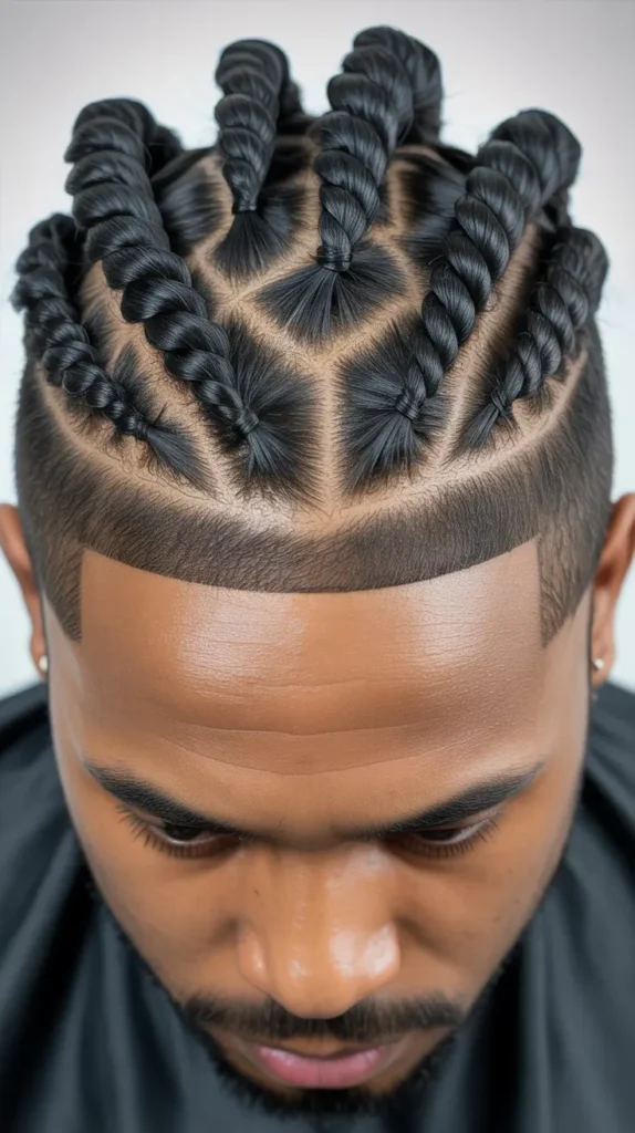 Short Twist Braids with Tapered Fade