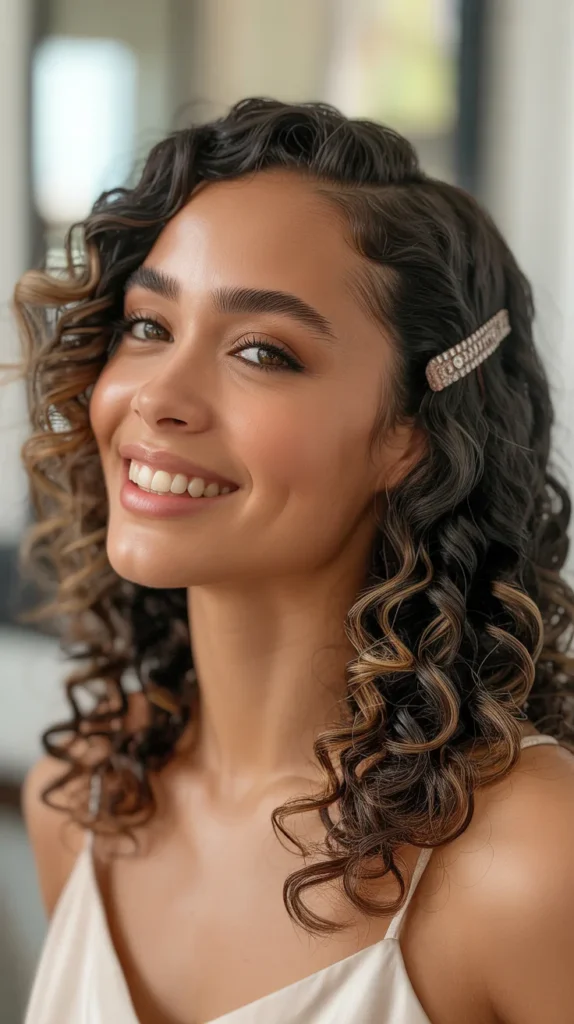 Side-Swept Curls with Clip