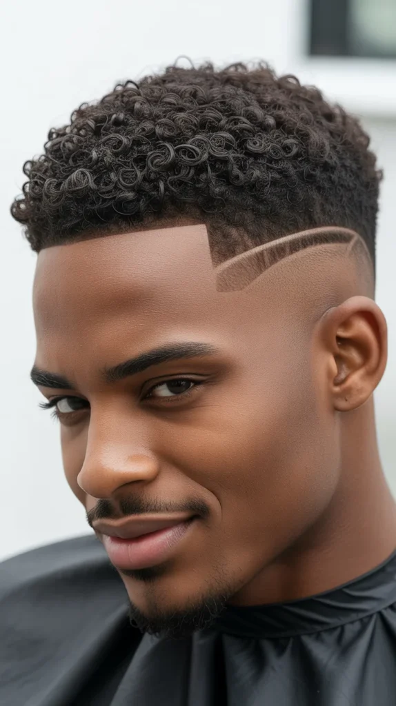 Tapered Curls with Line-Up