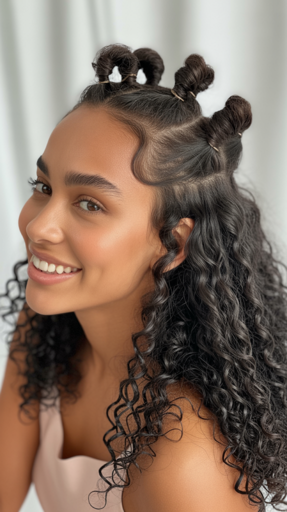 Double Twist Crown with Hanging Curls