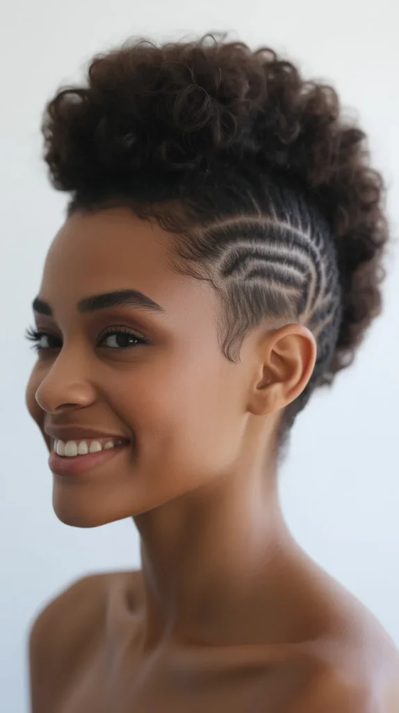 Sculpted Side Puff with Shaved Design