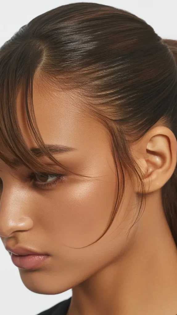 Ponytail with Side Bangs and Edge Control