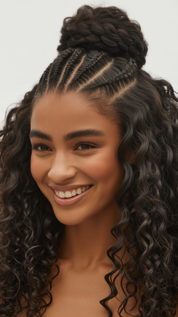 Triangle Part Braided Half Updo