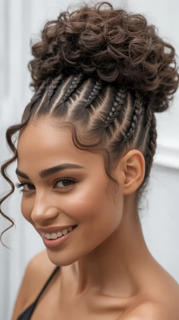 Updo with Feed-In Braids