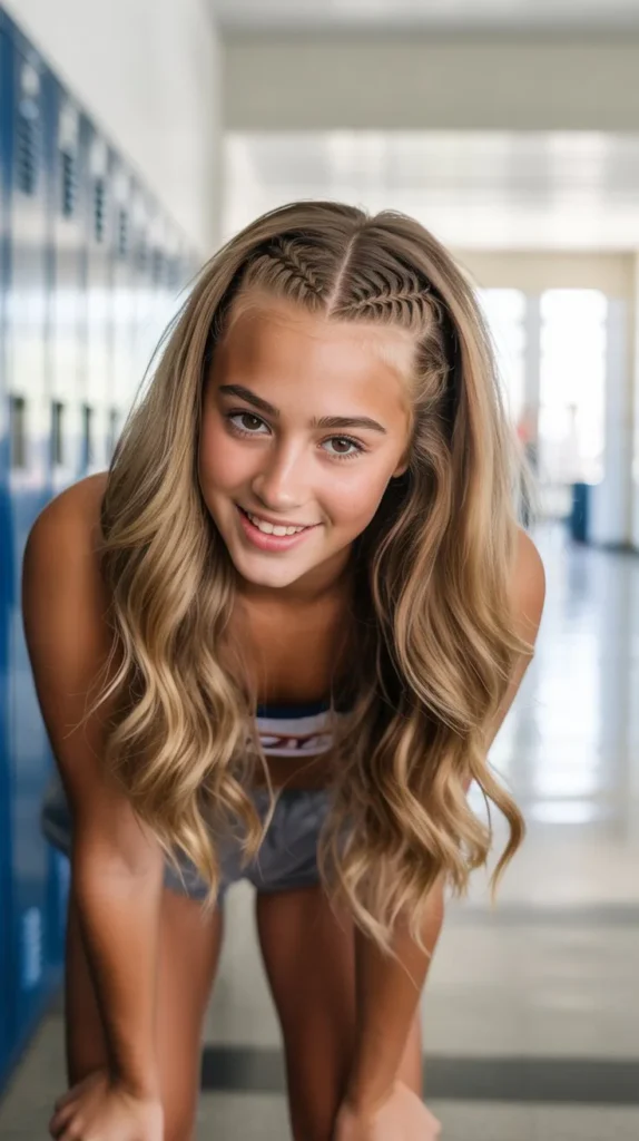  Braided Bangs with Loose Hair