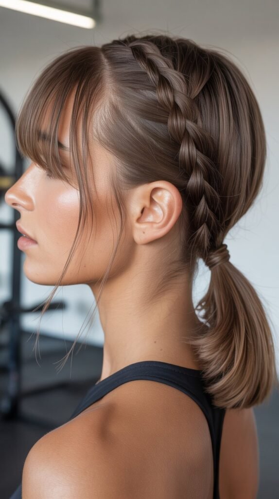Braided Bangs with Low Pony