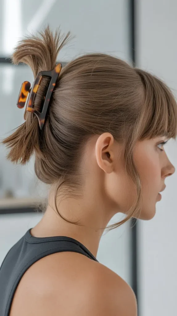 Claw Clip Style with Parted Bangs